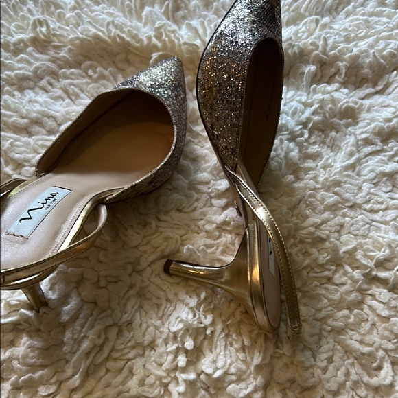 Nina Gold Heels Sparkly Kitten Slingbacks - Picture 12 of 12